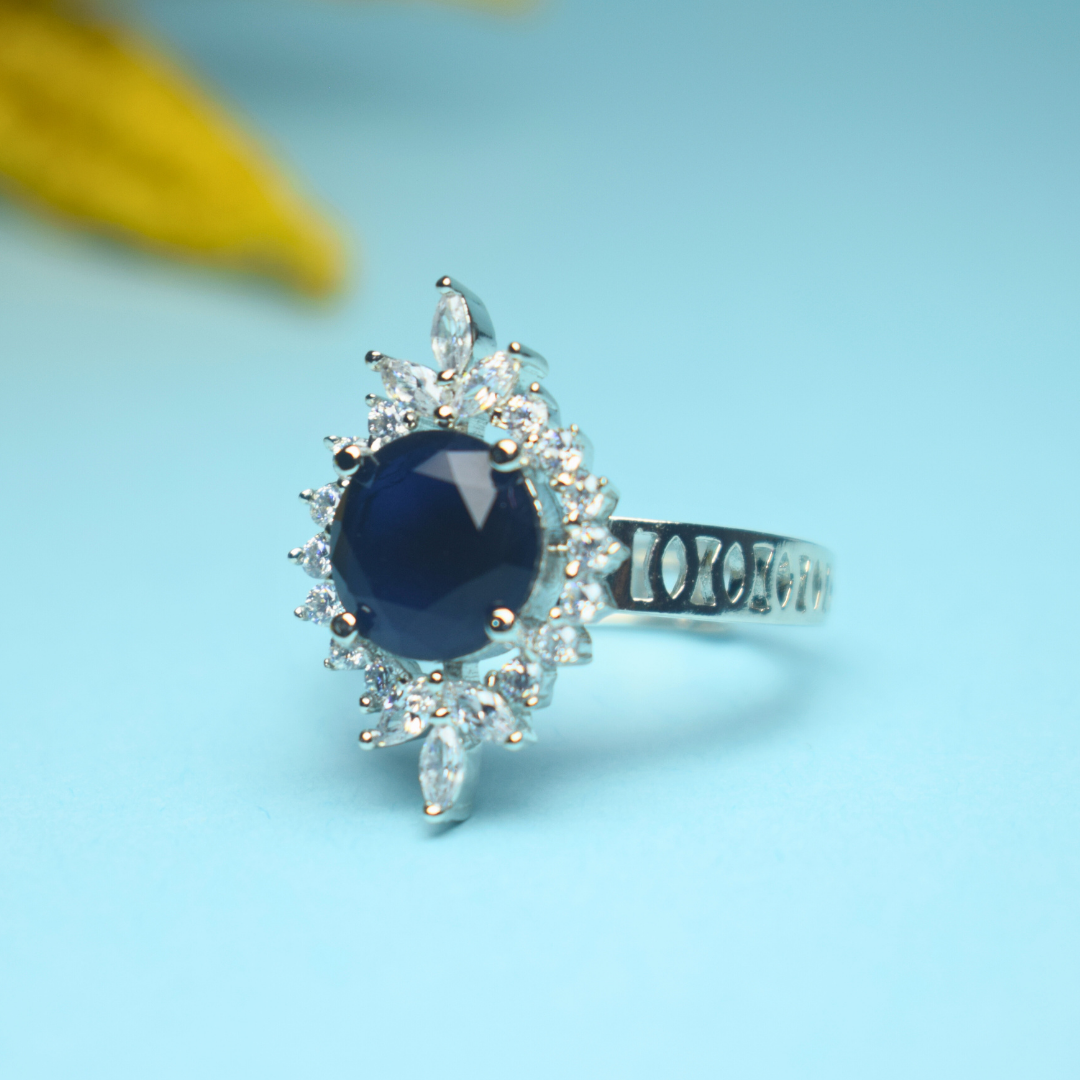 SILVER BLACK SYLVIE ZIRCONIA RING