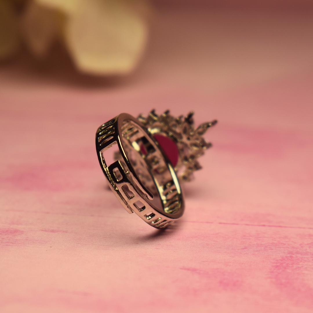 SILVER RUBY SYLVIE ZIRCONIA RING