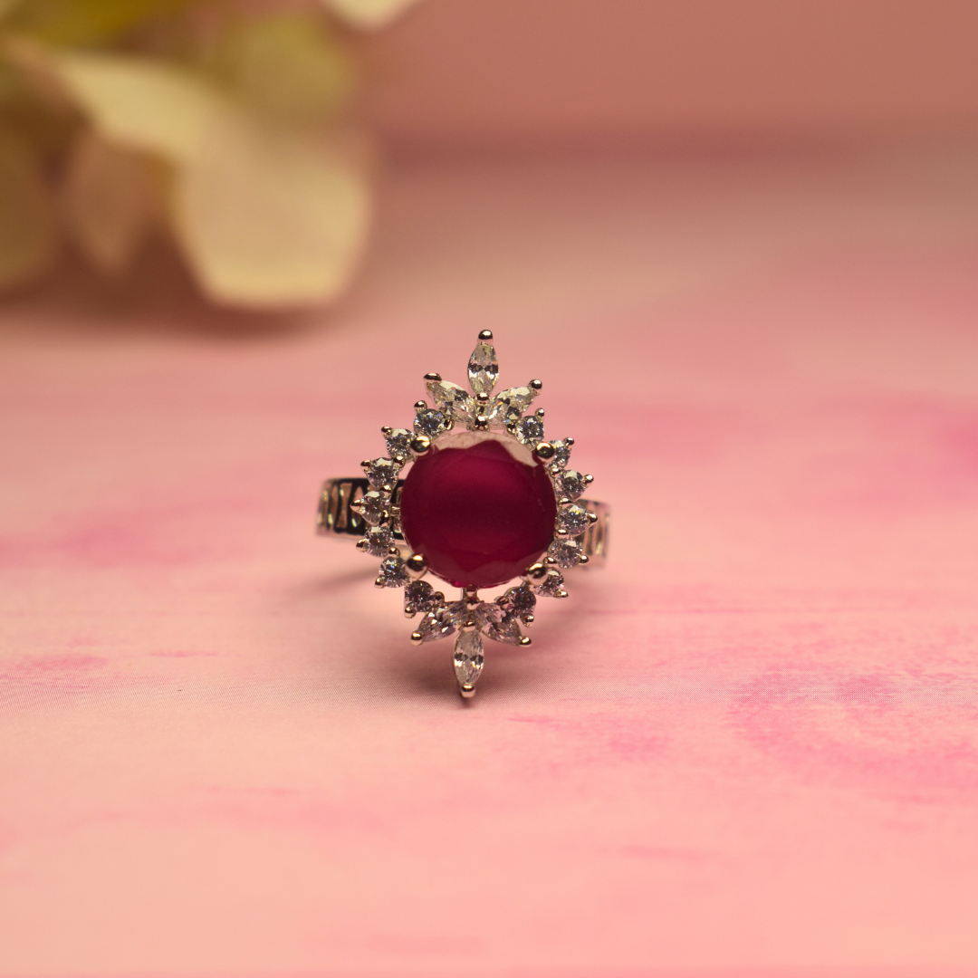 SILVER RUBY SYLVIE ZIRCONIA RING