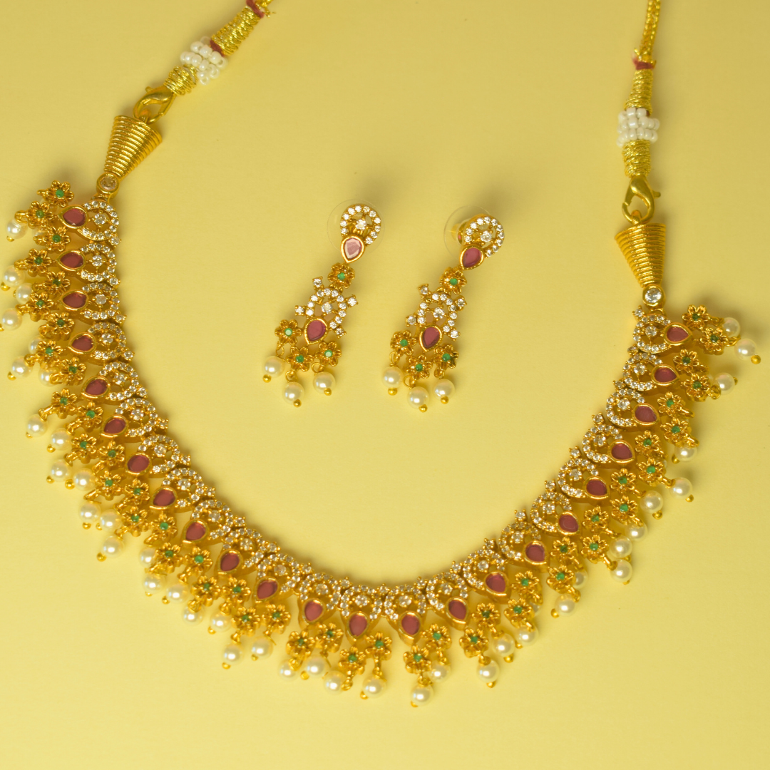 Golden Supraja Temple Jewellery Set