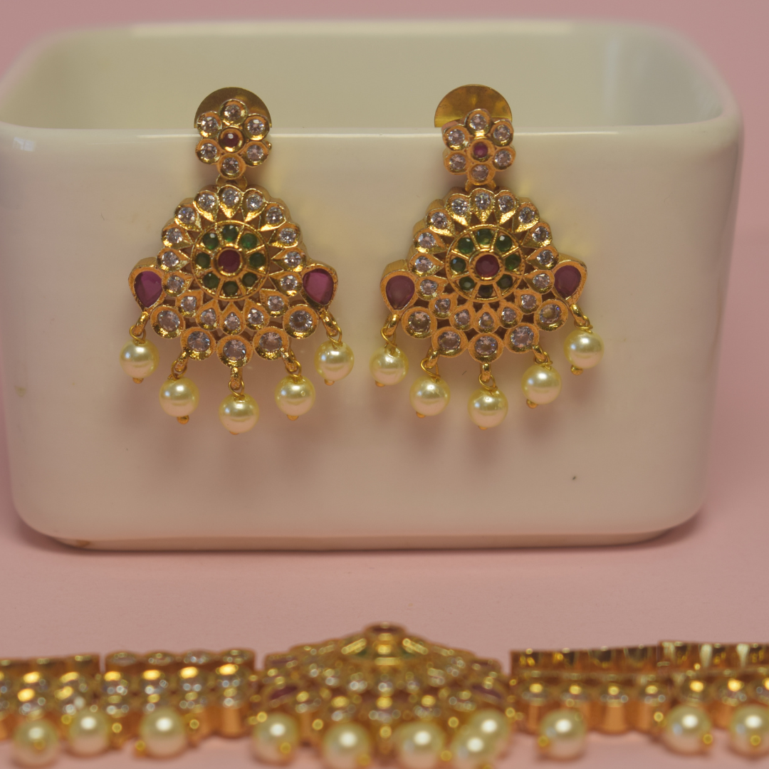 Golden Varshine Temple Jewellery Set