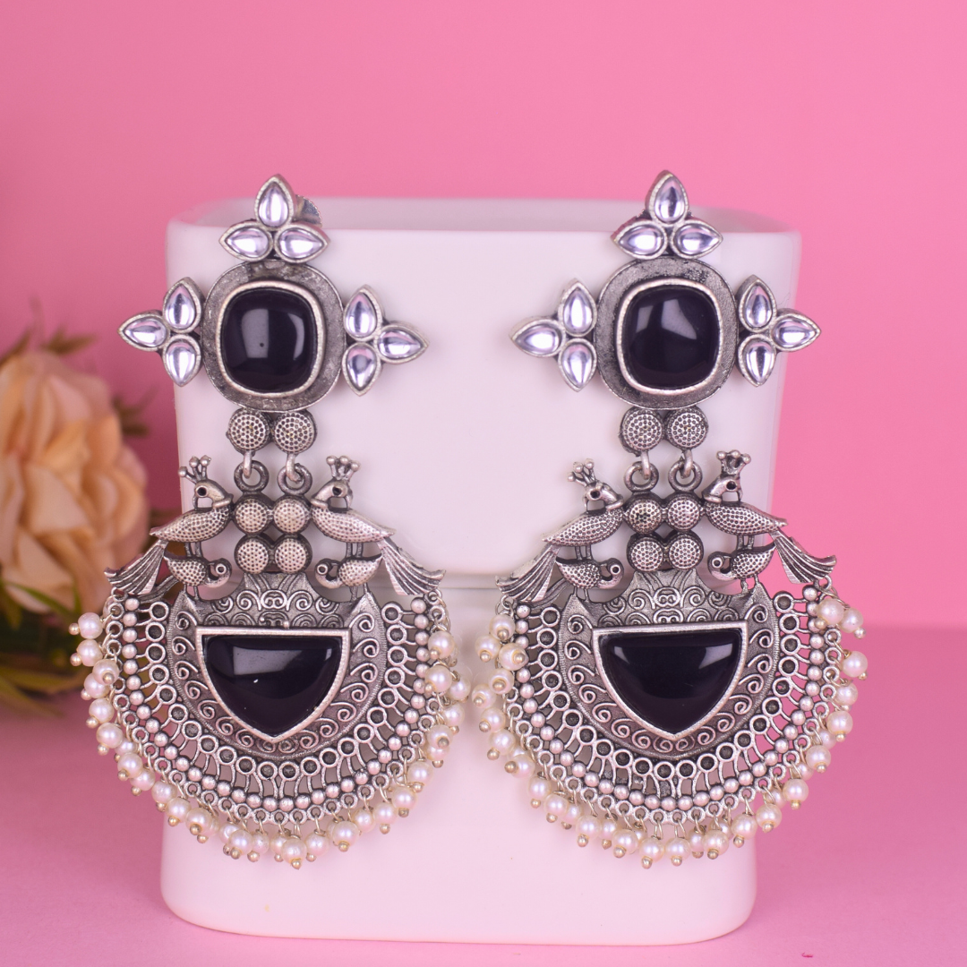 Aishwarya Silver Oxidised Earrings