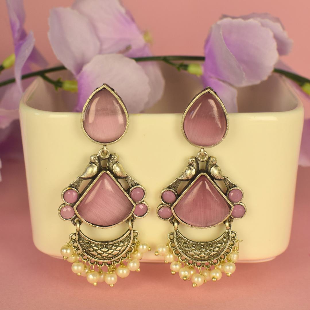Bansuri Silver Oxidised Earrings