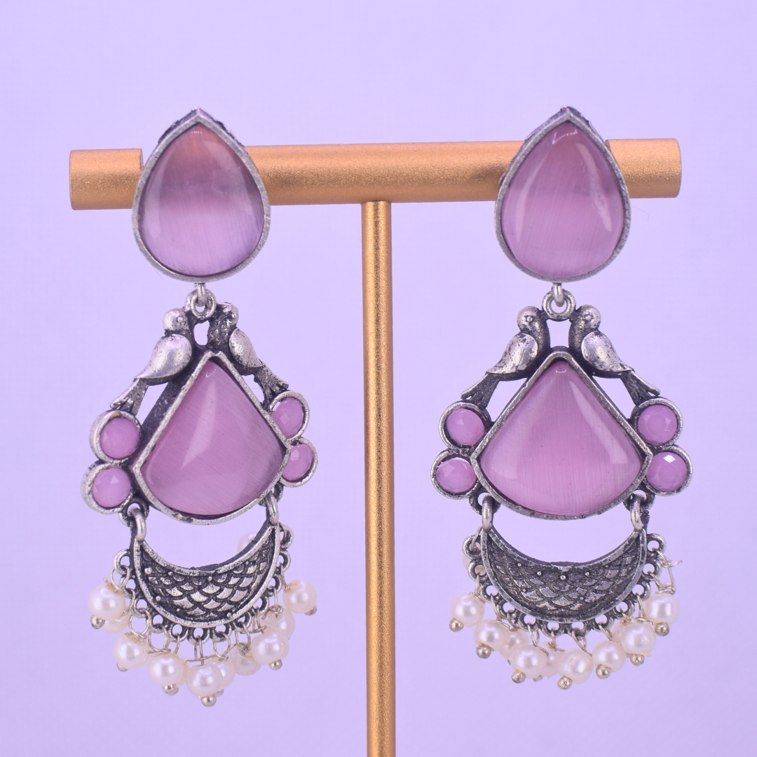 Bansuri Silver Oxidised Earrings