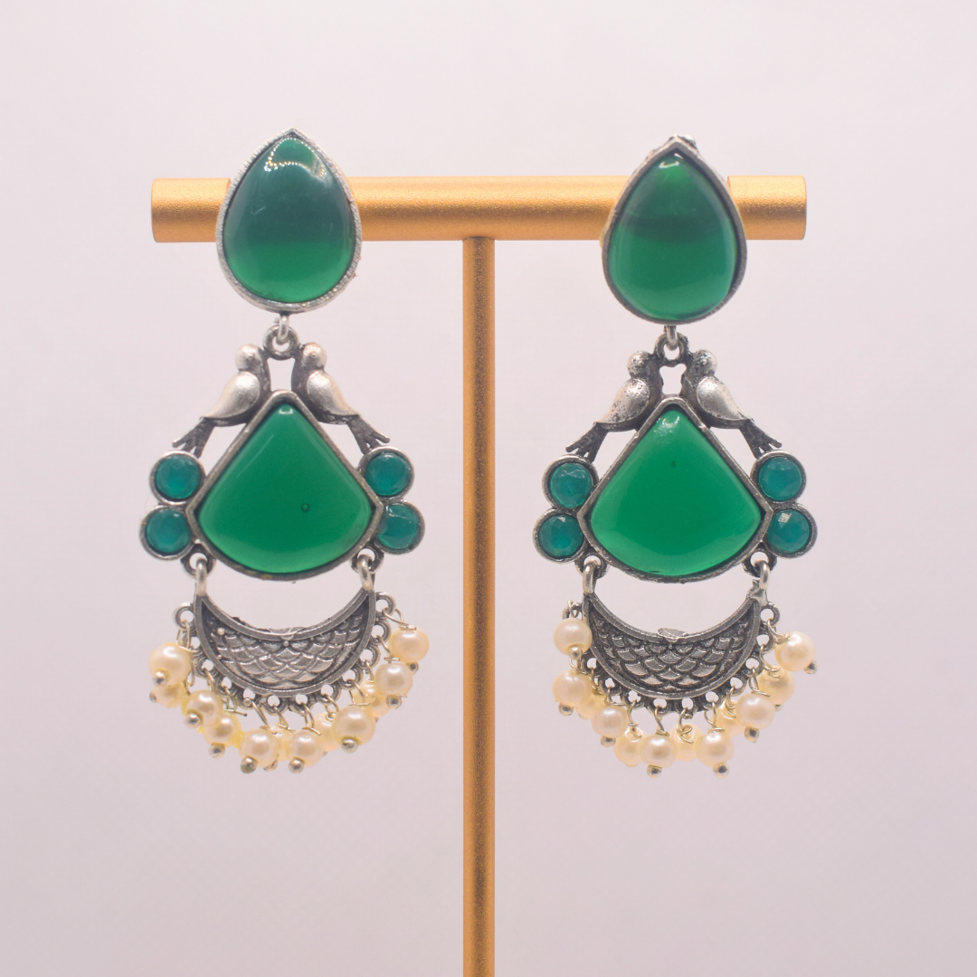Bansuri Silver Oxidised Earrings