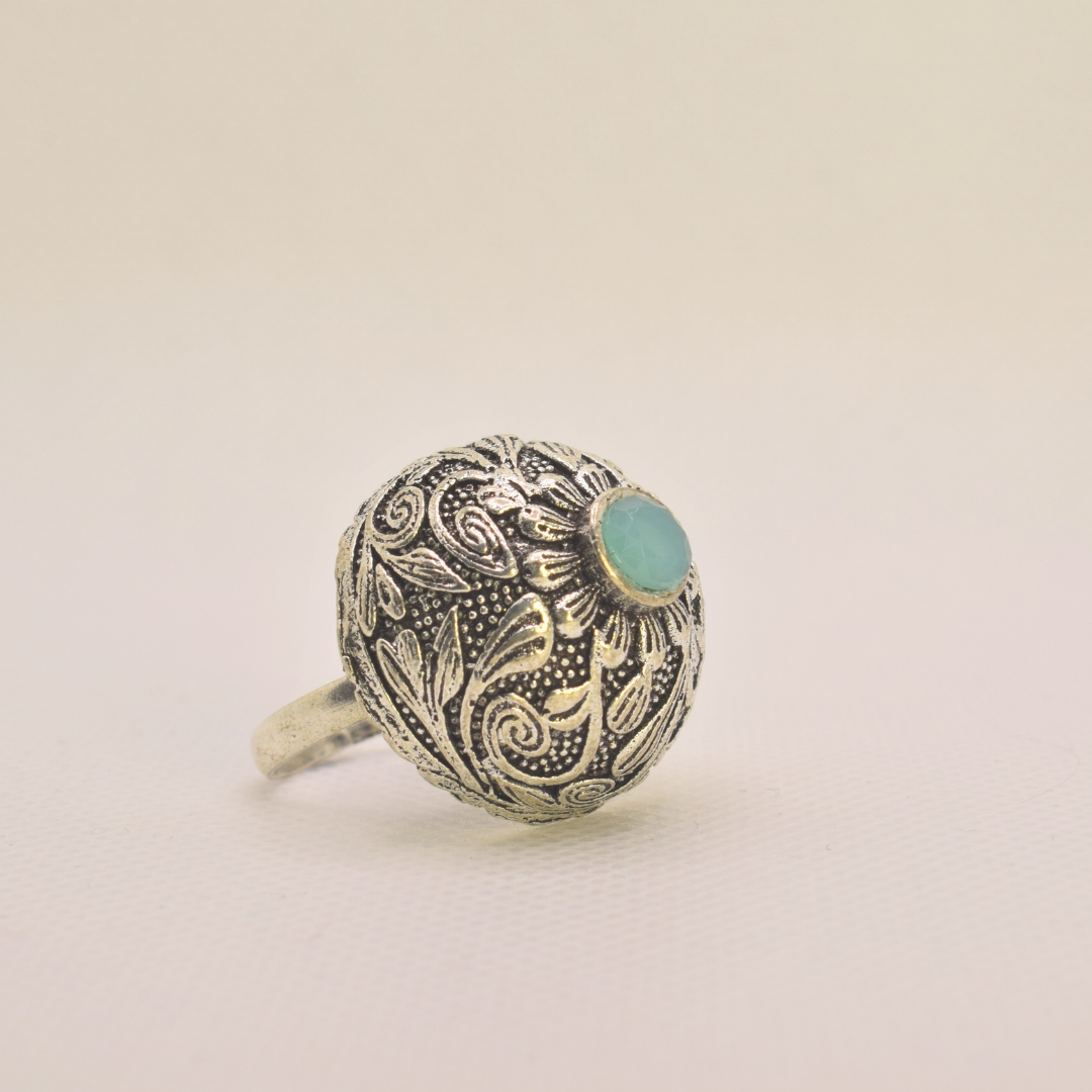 Disha Aqua Oxidised Ring