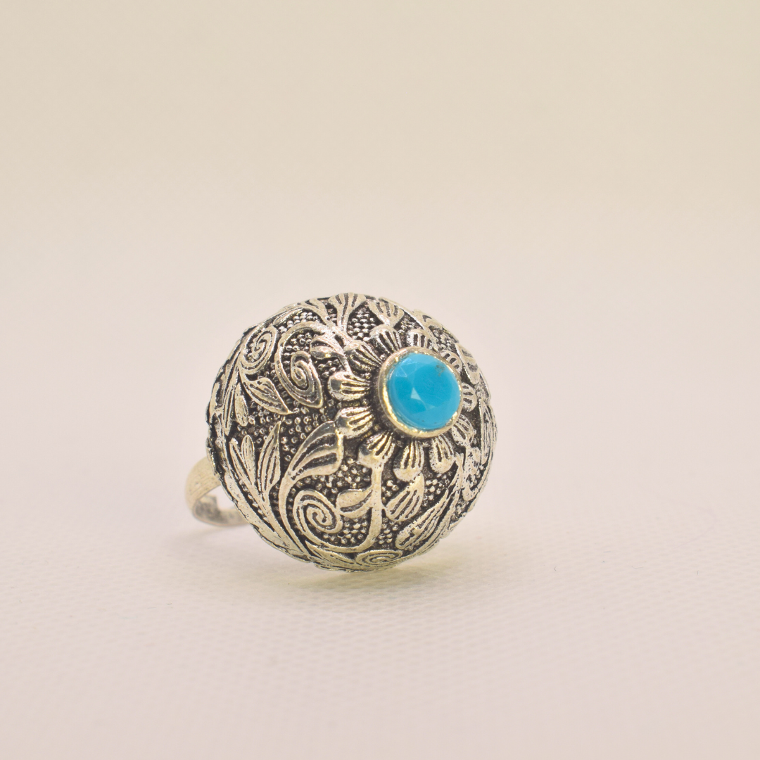Disha Firoza Oxidised Ring