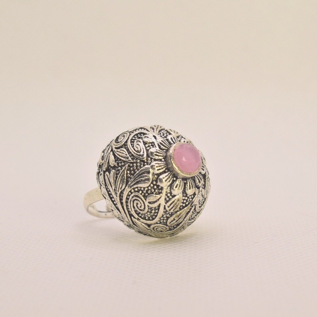 Disha Pink Oxidised Ring