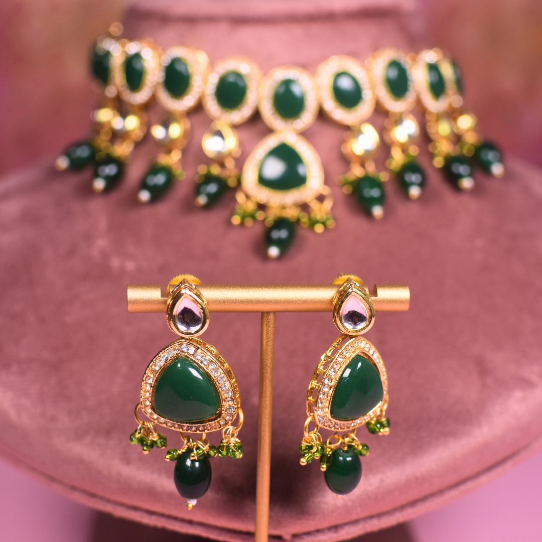 Emerald Amala Kundan Jewellery Set