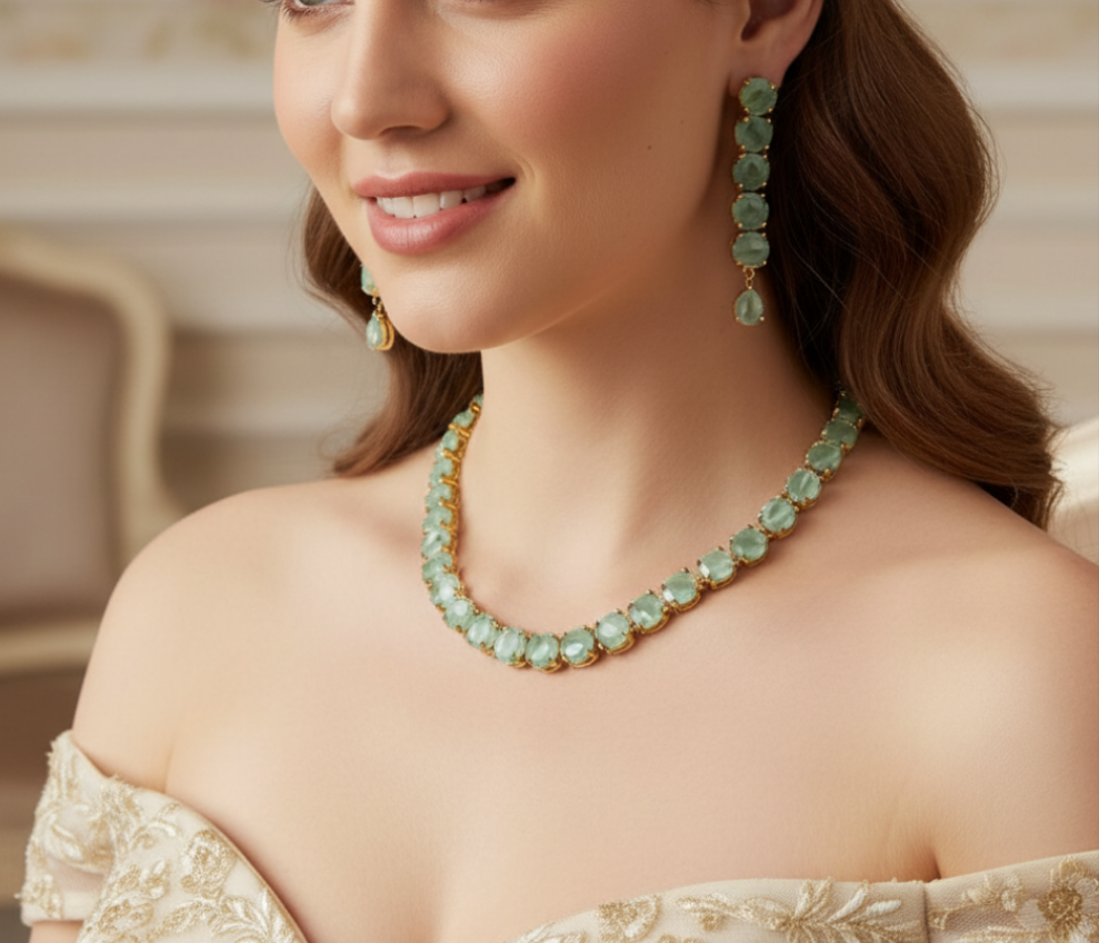 Sara Mint Necklace Set