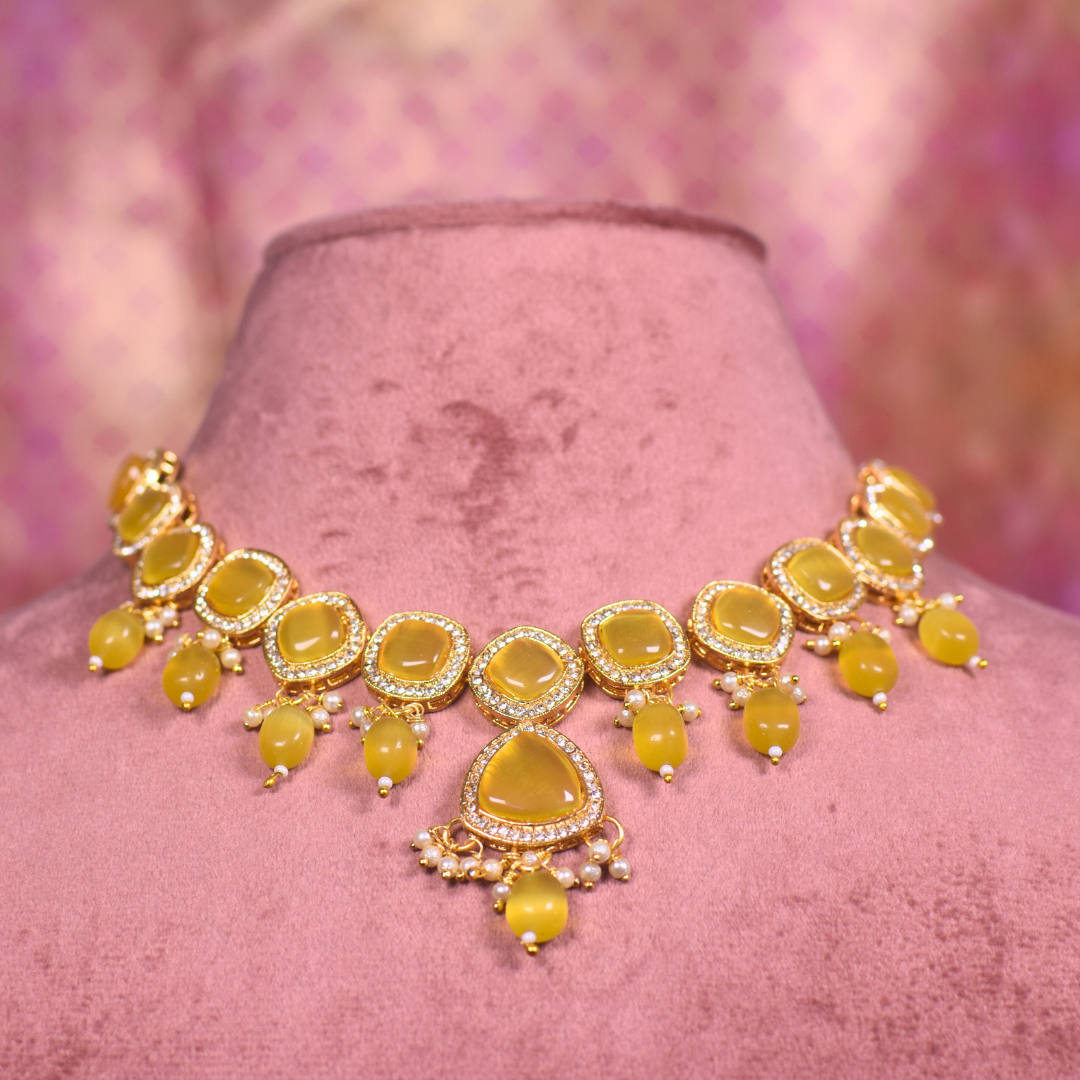 Lemon Amala Kundan Jewellery Set