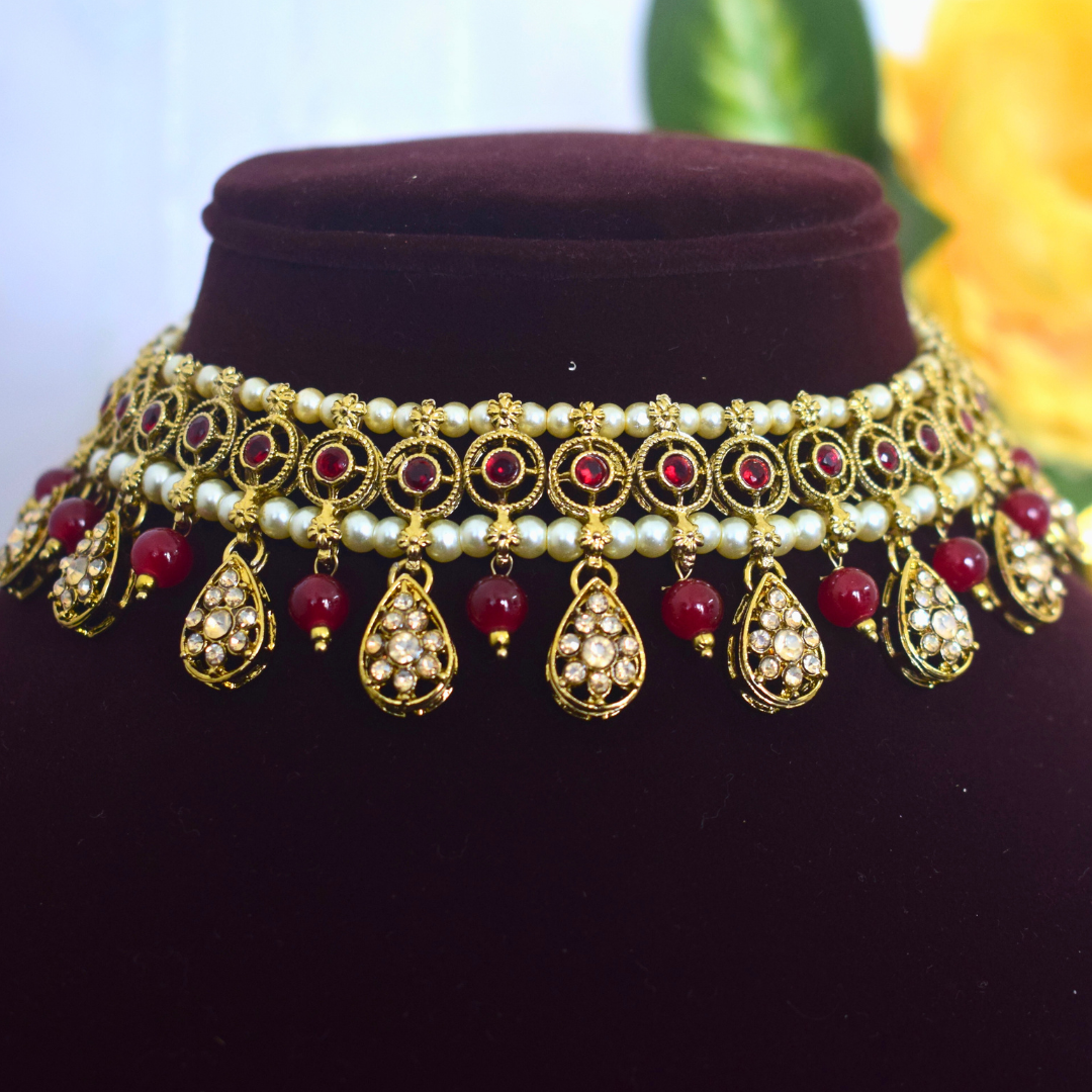MAROON RUMANI JEWELLERY SET