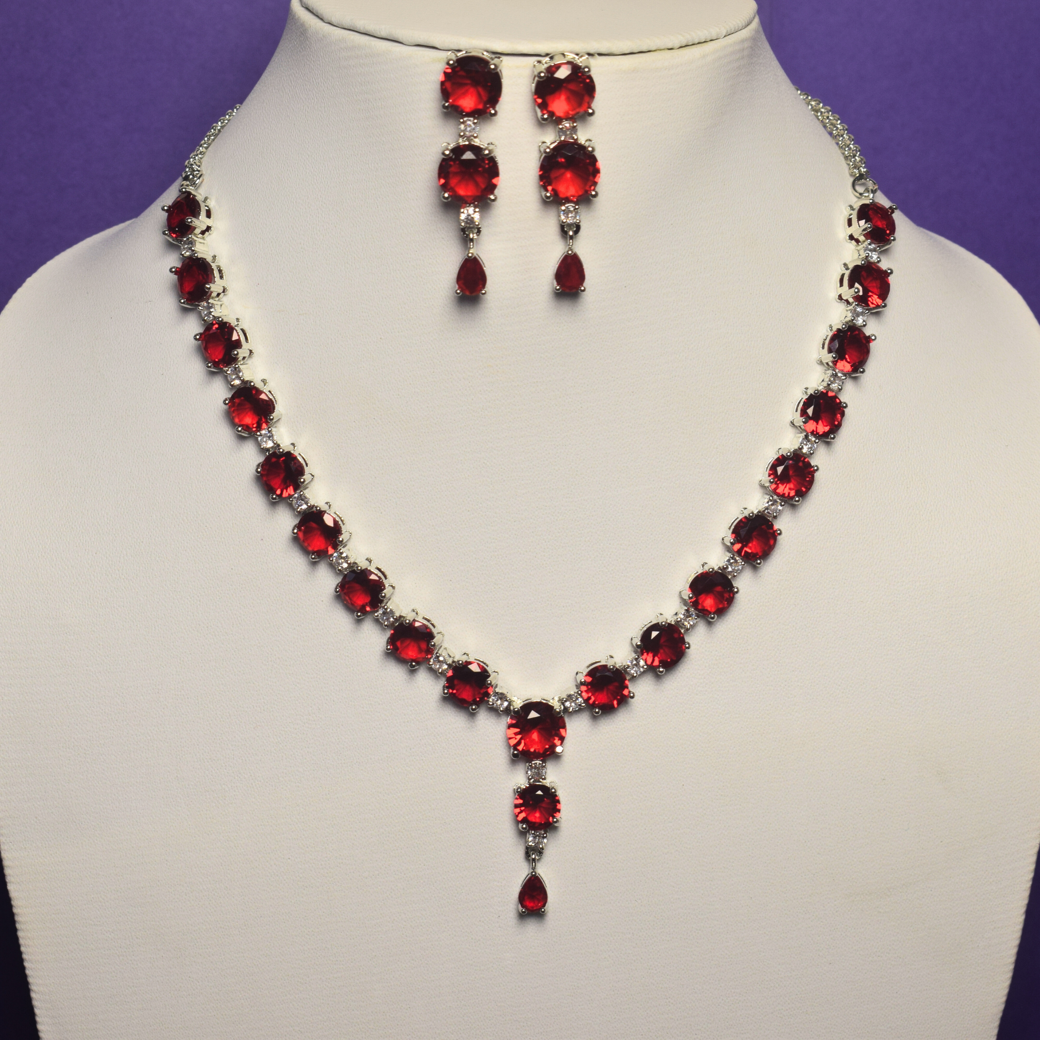 Alina AD Red Necklace Set