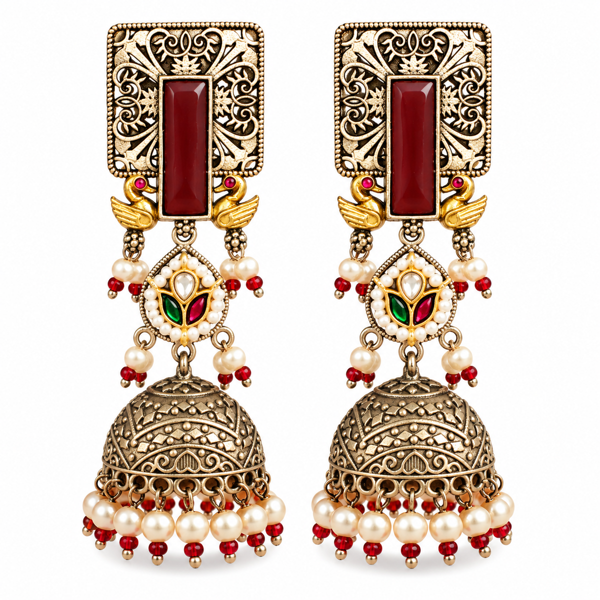 Mumtaj Red Jhumka