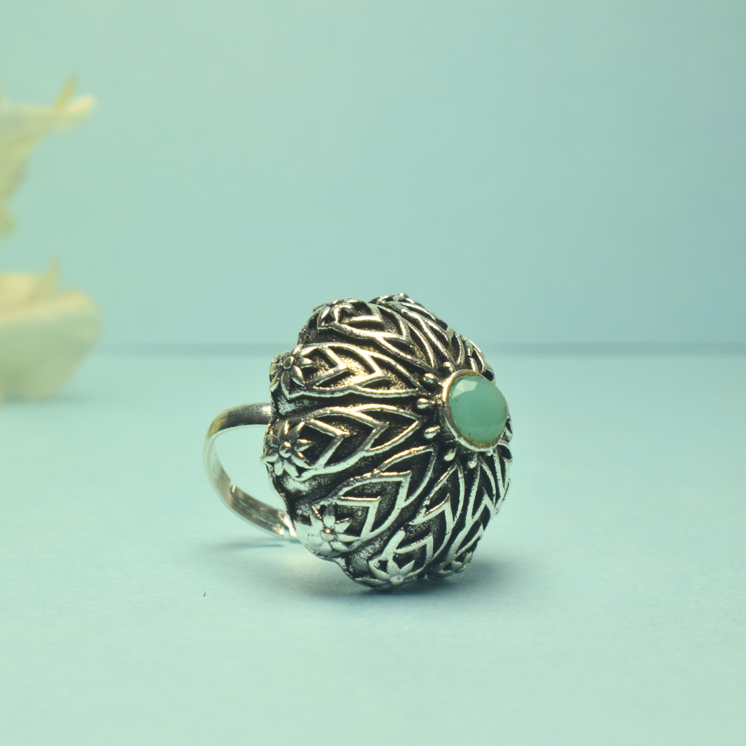 Soorya Aqua Oxidised Ring
