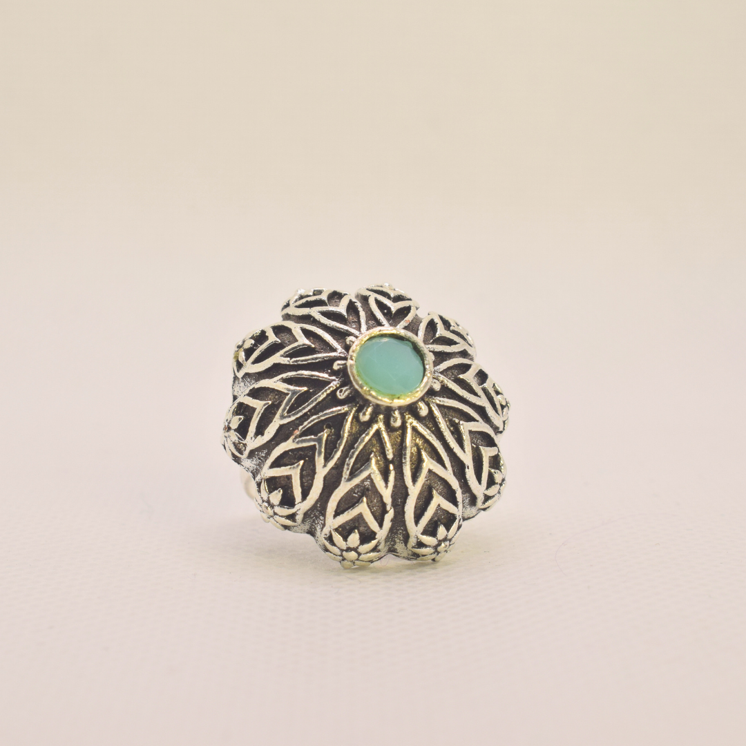 Soorya Aqua Oxidised Ring