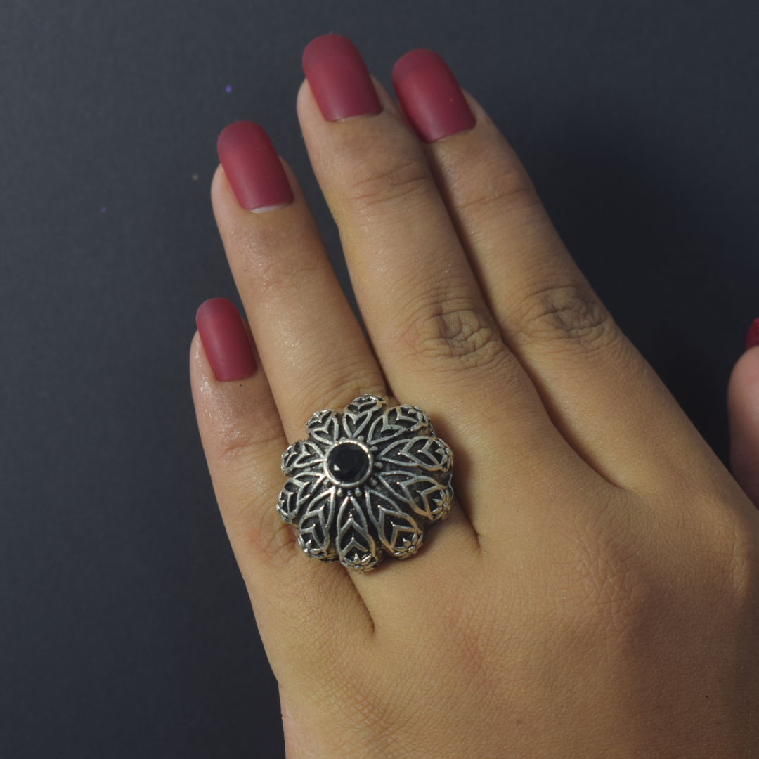Soorya Black Oxidised Ring