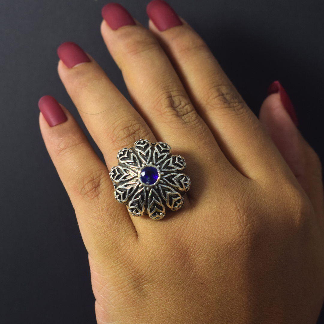 Soorya Blue Oxidised Ring