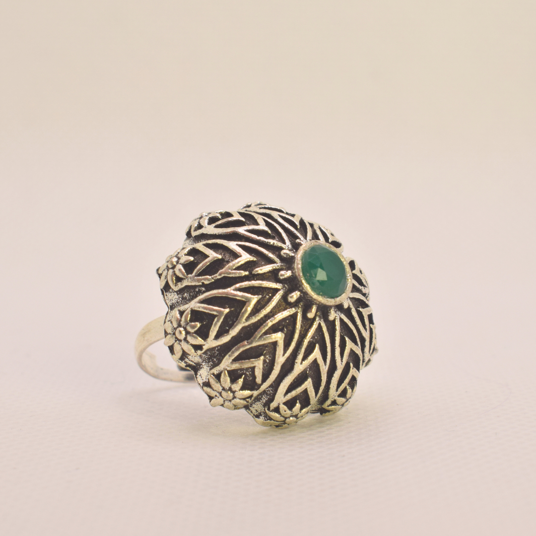Soorya Emerald Oxidised Ring