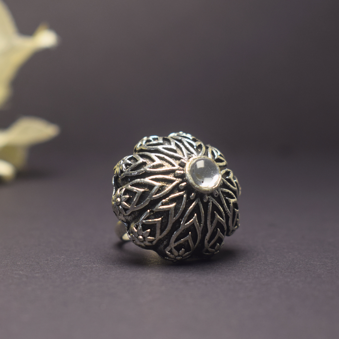 Soorya White oxidised Ring