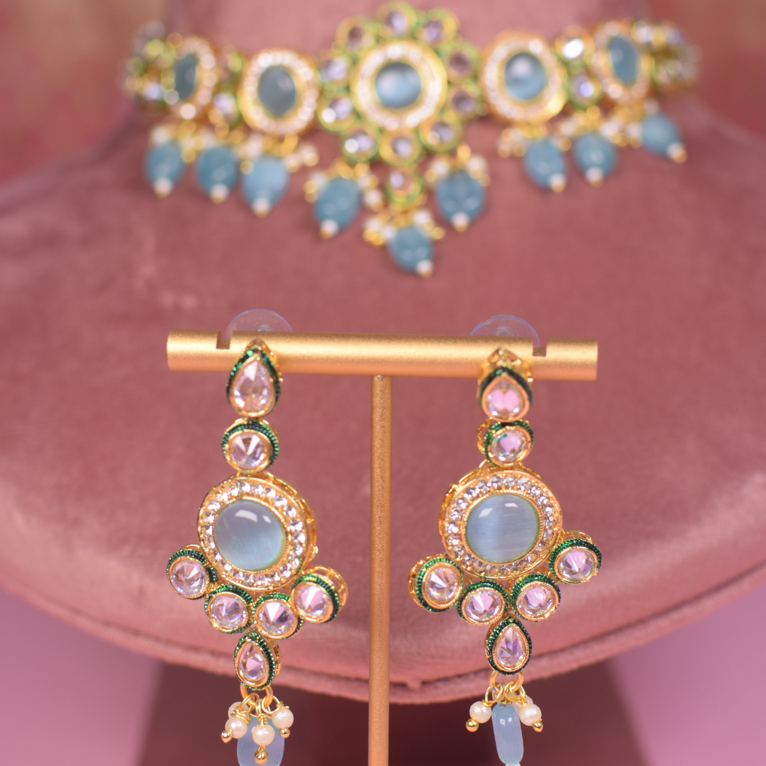 Turquoise Jhanvi Kundan Choker Set