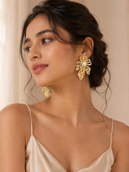 Anti Tarnish Floral Stud Earrings