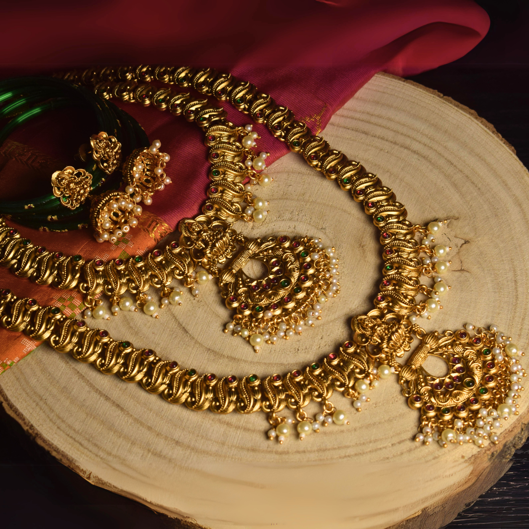 Golden Devi Temple Jewellery Set