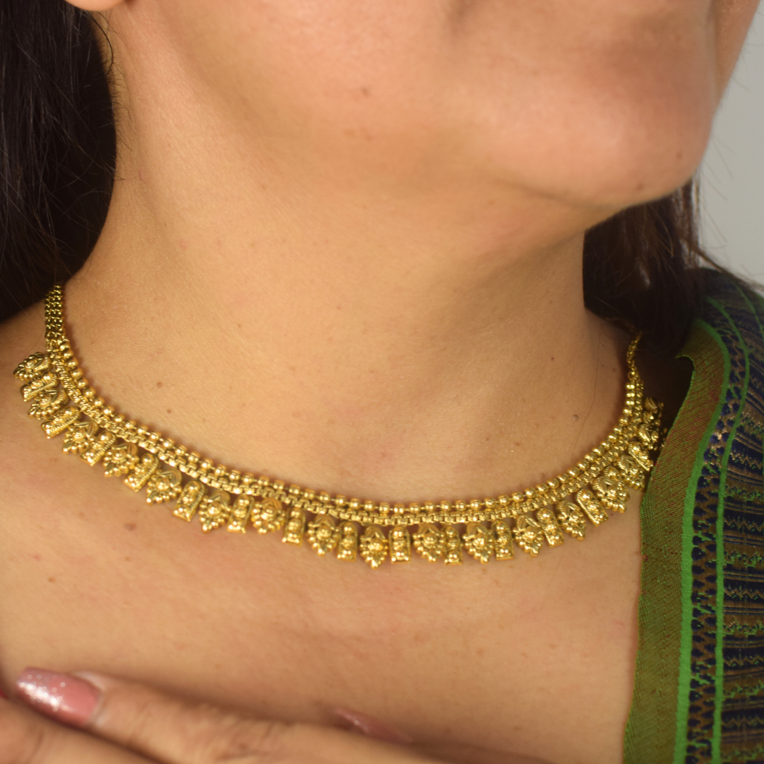 Golden Kanak Antique Temple Jewellery Set