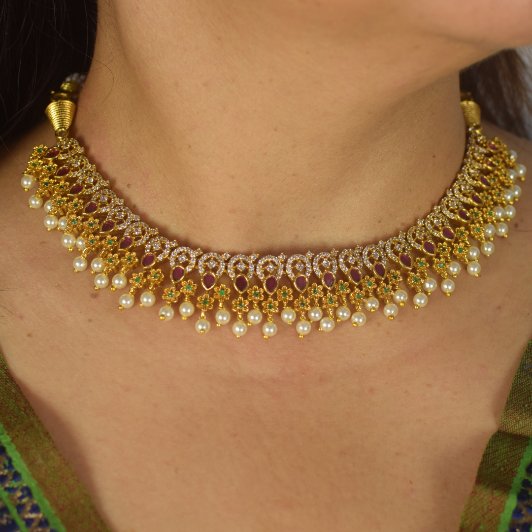 Golden Supraja Temple Jewellery Set