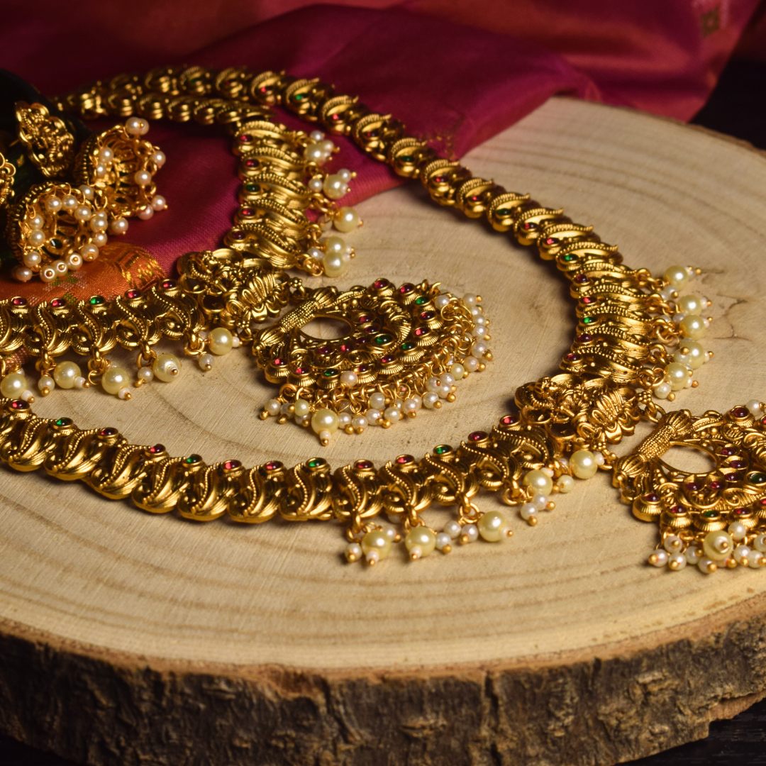 Golden Devi Temple Jewellery Set