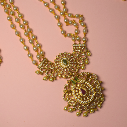 Golden Multicolor Padmajh Temple Jewellery Set