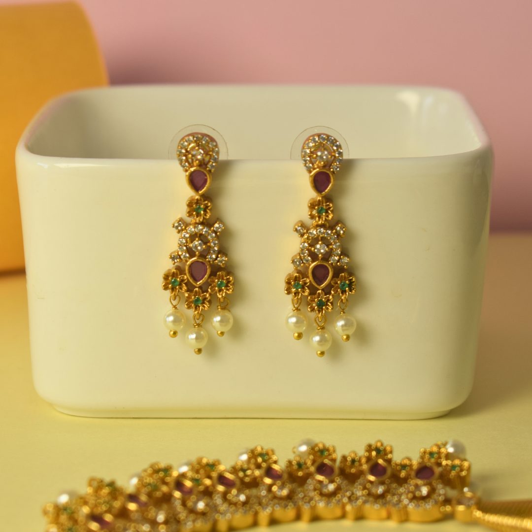 Golden Supraja Temple Jewellery Set