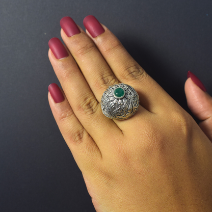 Disha Emerald Oxidised Ring