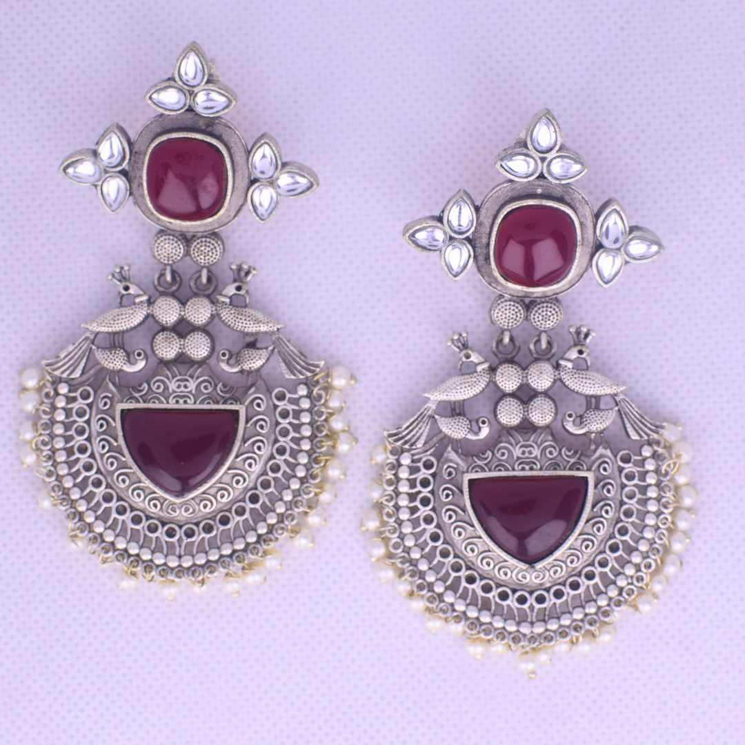Aishwarya Silver Oxidised Earrings