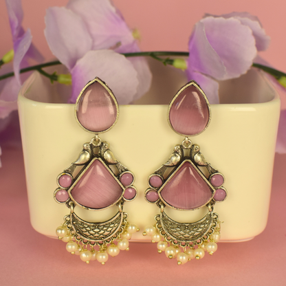 Bansuri Silver Oxidised Earrings