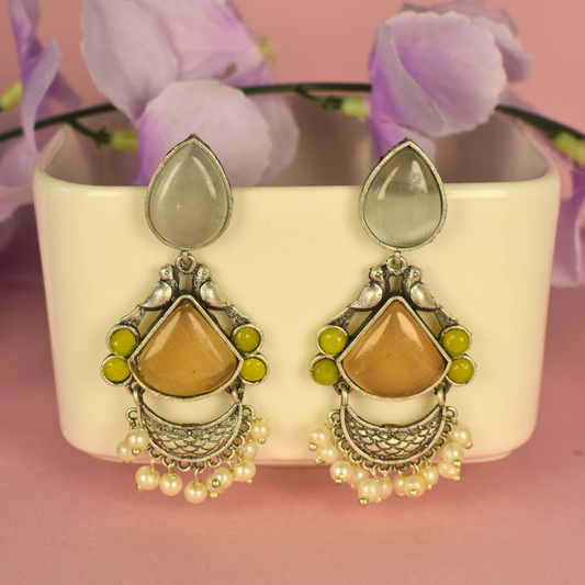 Bansuri Silver Oxidised Earrings