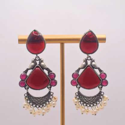 Bansuri Silver Oxidised Earrings
