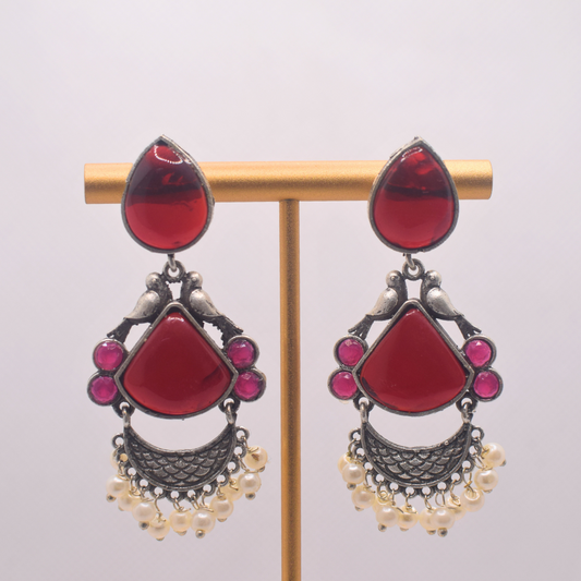 Bansuri Silver Oxidised Earrings