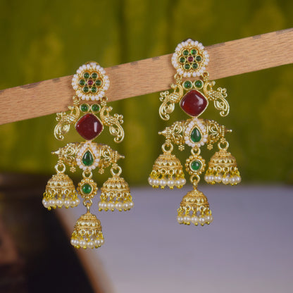Latika Gold Jhumki Earrings