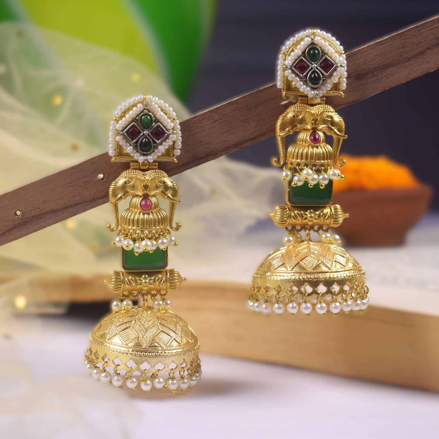 Vaidehi Gold Jhumki Earrings