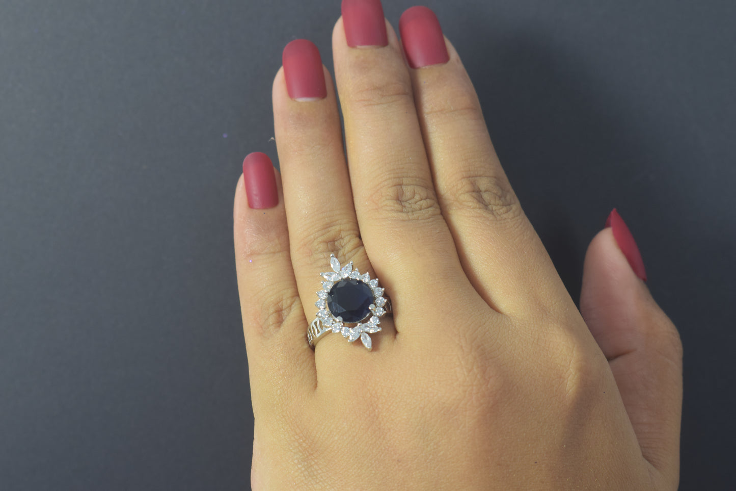 SILVER BLACK ZIRCONIA RING
