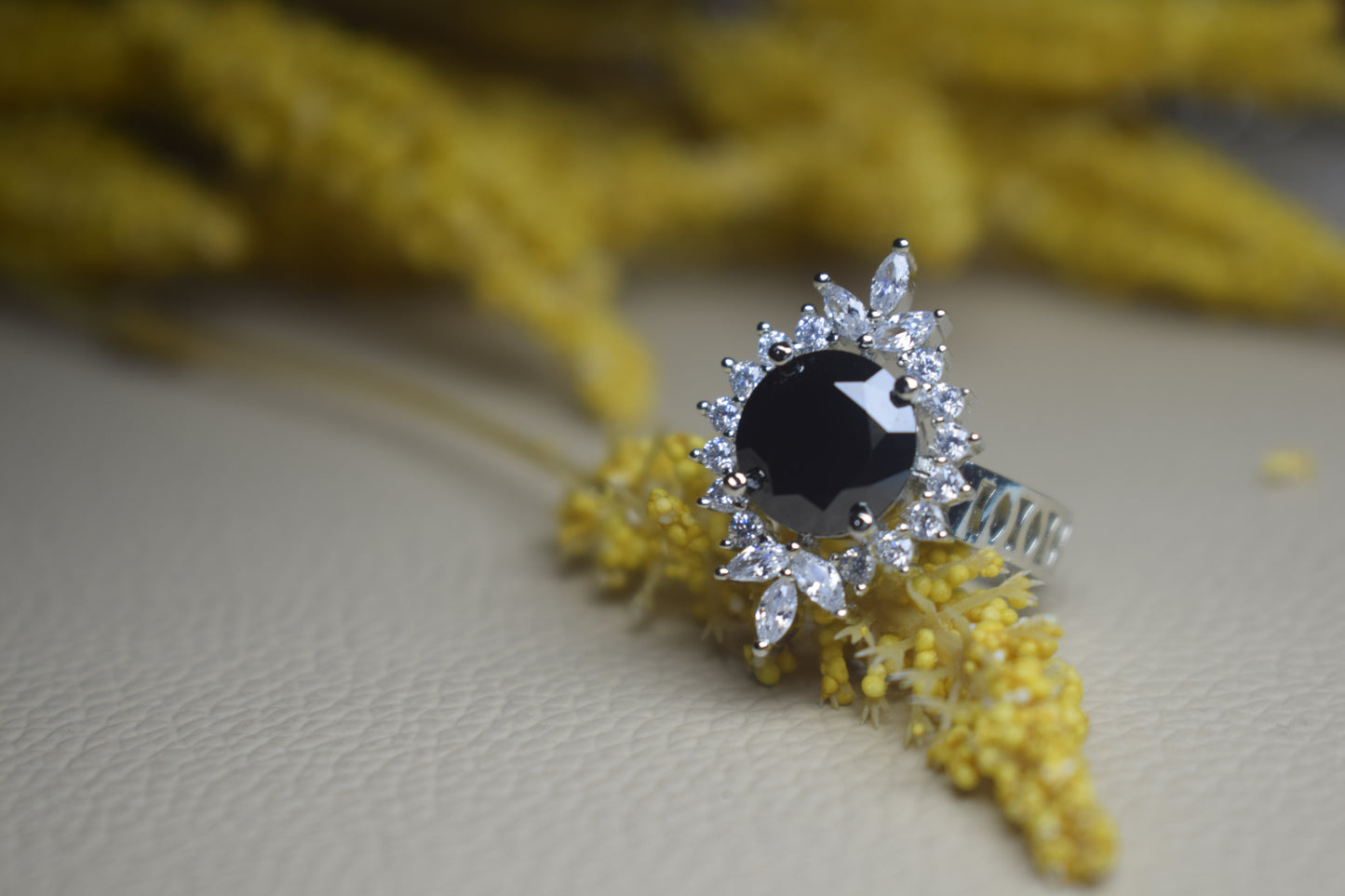 SILVER BLACK ZIRCONIA RING