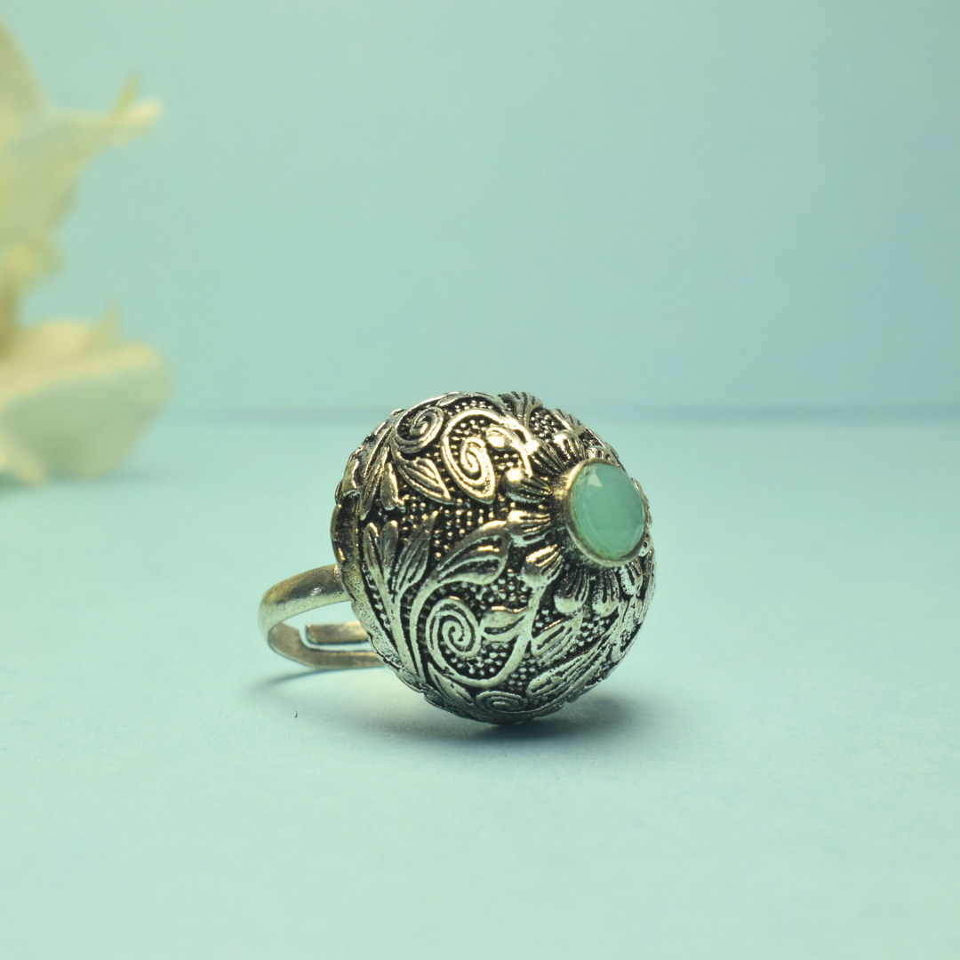 Disha Aqua Oxidised Ring