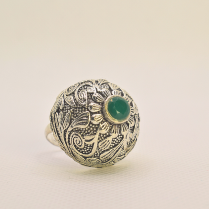 Disha Emerald Oxidised Ring