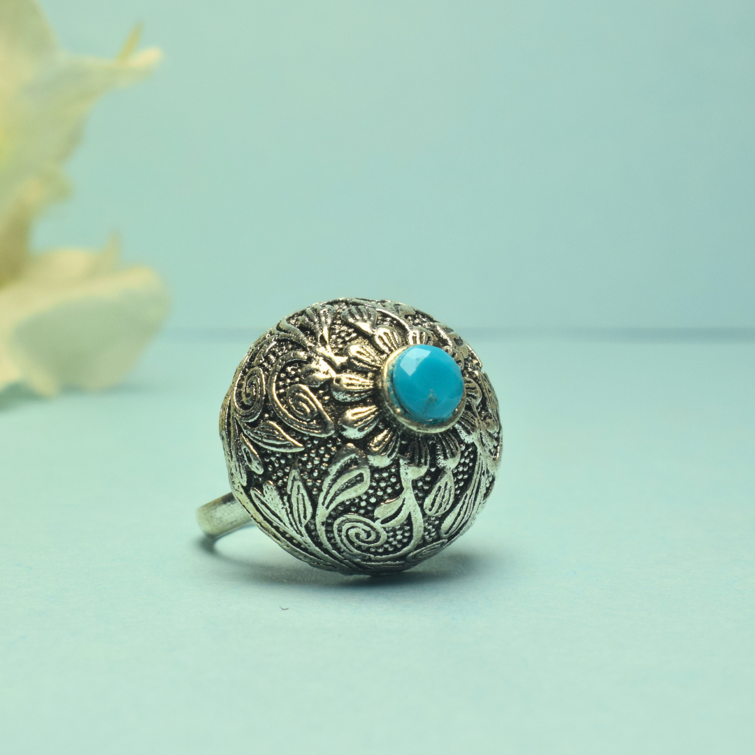Disha Firoza Oxidised Ring