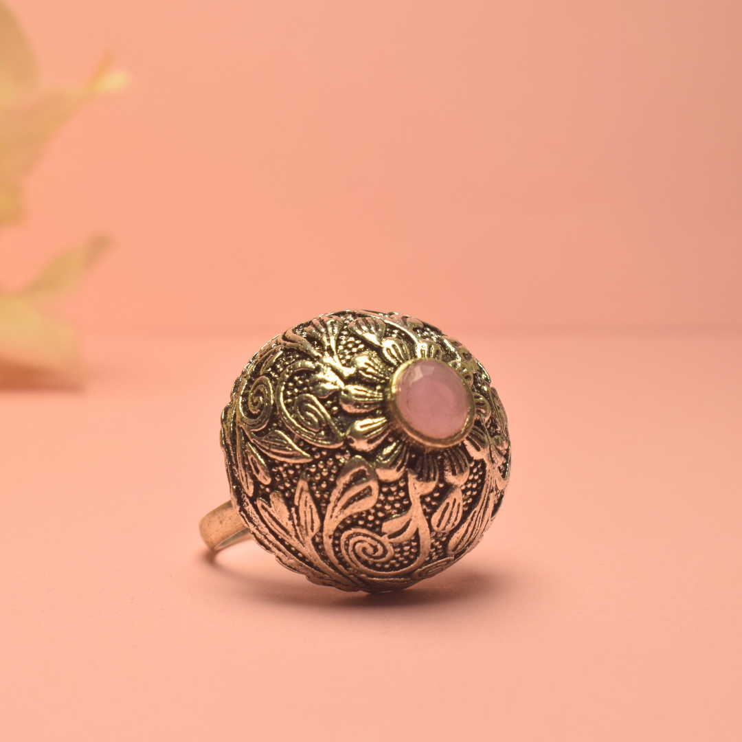 Disha Pink Oxidised Ring