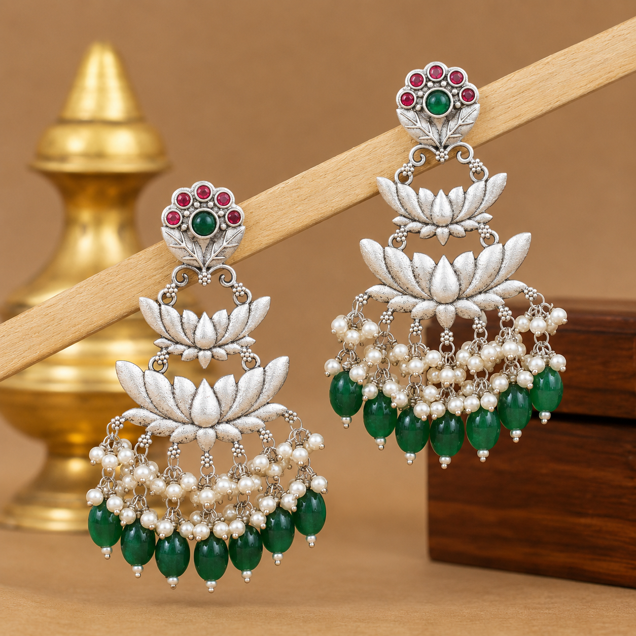Mrinali Emerald Dangler Earrings