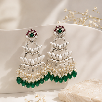 Mrinali Emerald Dangler Earrings