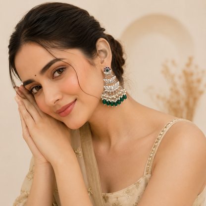 Mrinali Emerald Dangler Earrings
