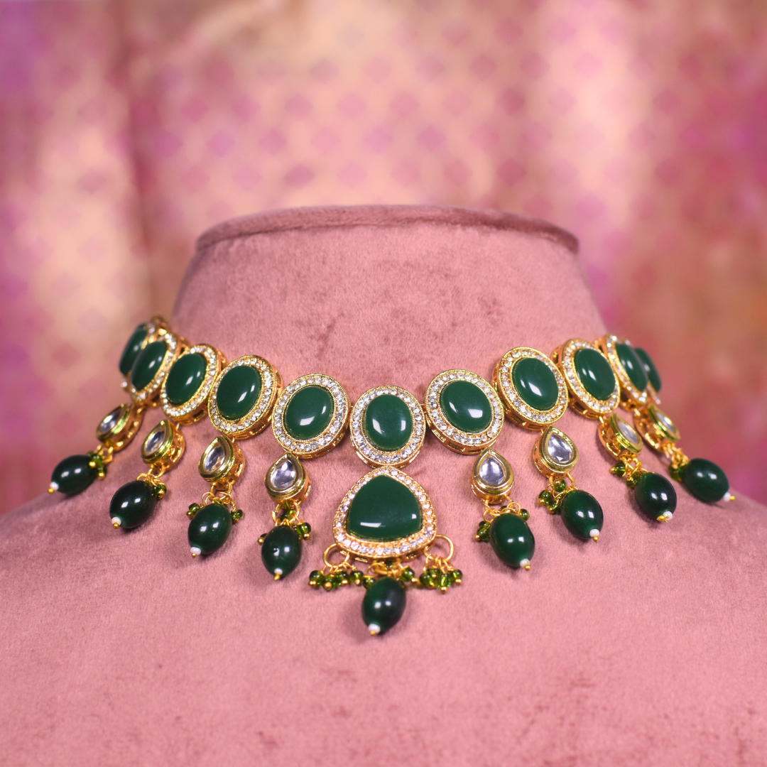 Emerald Amala Kundan Jewellery Set